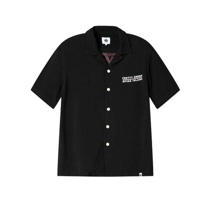 Black - Front - Pretty Green Mens Spike Island Short-Sleeved Shirt