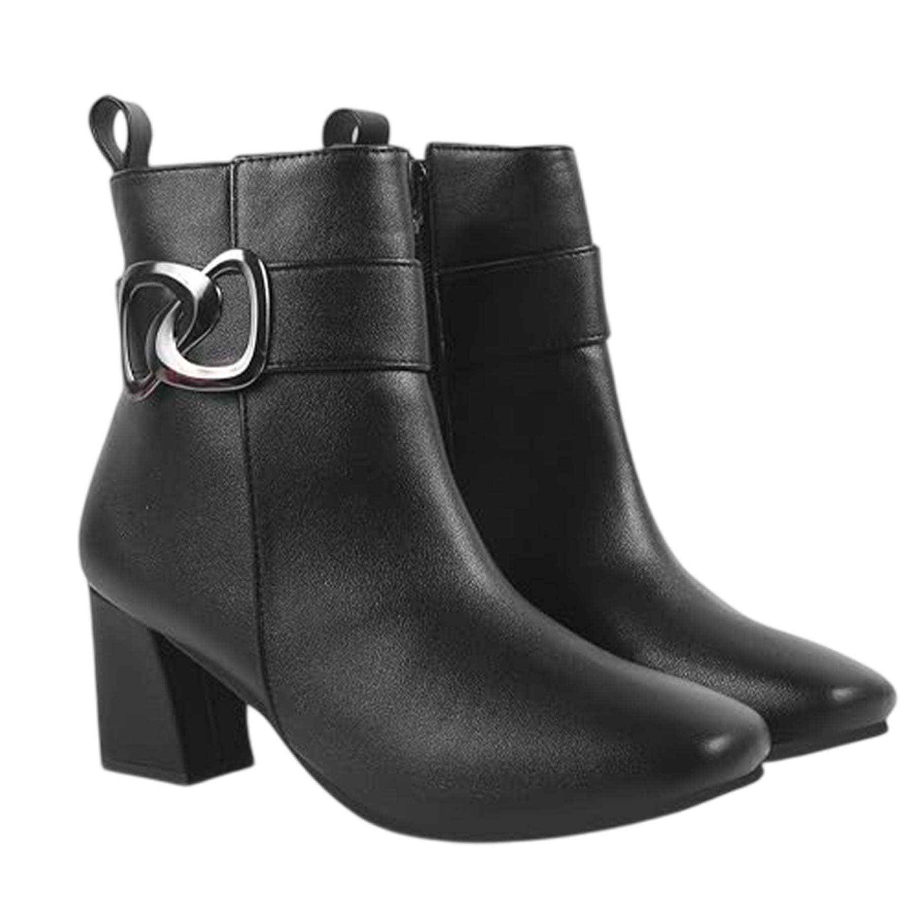 Black - Side - Lotus Shoes Womens-Ladies Adelaide Leather Block Heel Ankle Boots