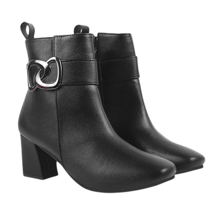 Black - Side - Lotus Shoes Womens-Ladies Adelaide Leather Block Heel Ankle Boots