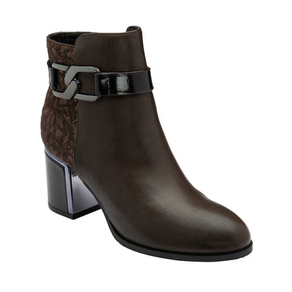 Brown - Front - Lotus Shoes Womens-Ladies Adelaide Leather Block Heel Ankle Boots