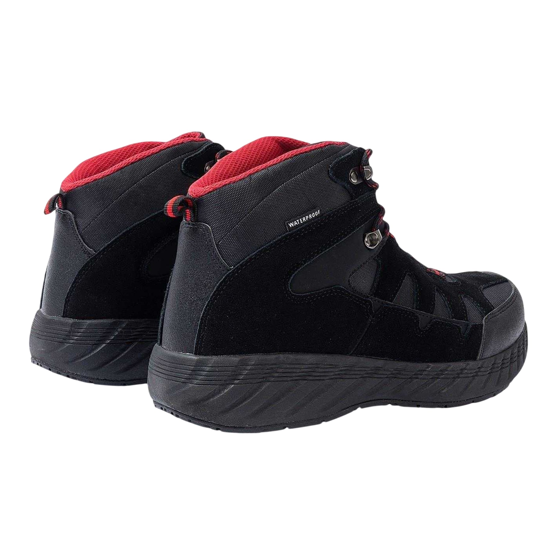 Black-Red - Back - Donnay Mens Suede Waterproof Hiking Boots