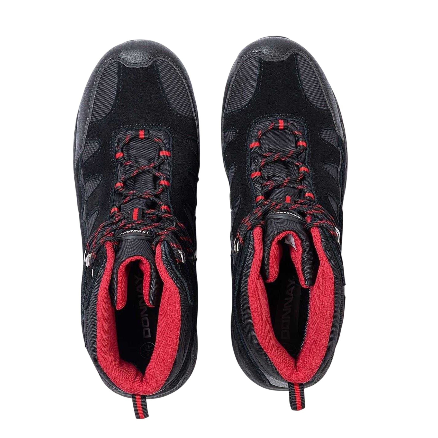 Black-Red - Side - Donnay Mens Suede Waterproof Hiking Boots