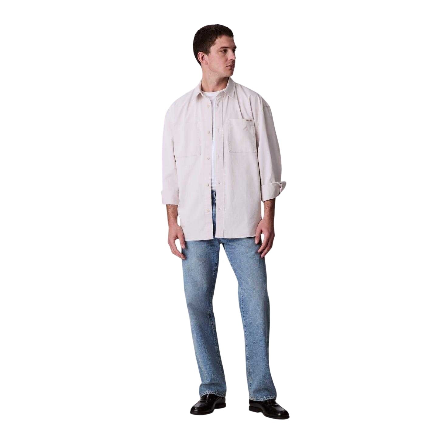 Chalk - Side - Calvin Klein Mens Chambray Shirt