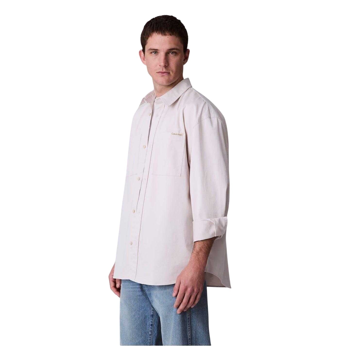 Chalk - Pack Shot - Calvin Klein Mens Chambray Shirt