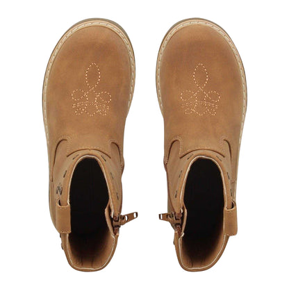 Tan - Side - Miso Girls Jolene Leather Cowboy Boots