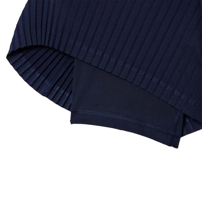 Blue - Close up - Lacoste Womens-Ladies Lined Pleated Tennis Shorts