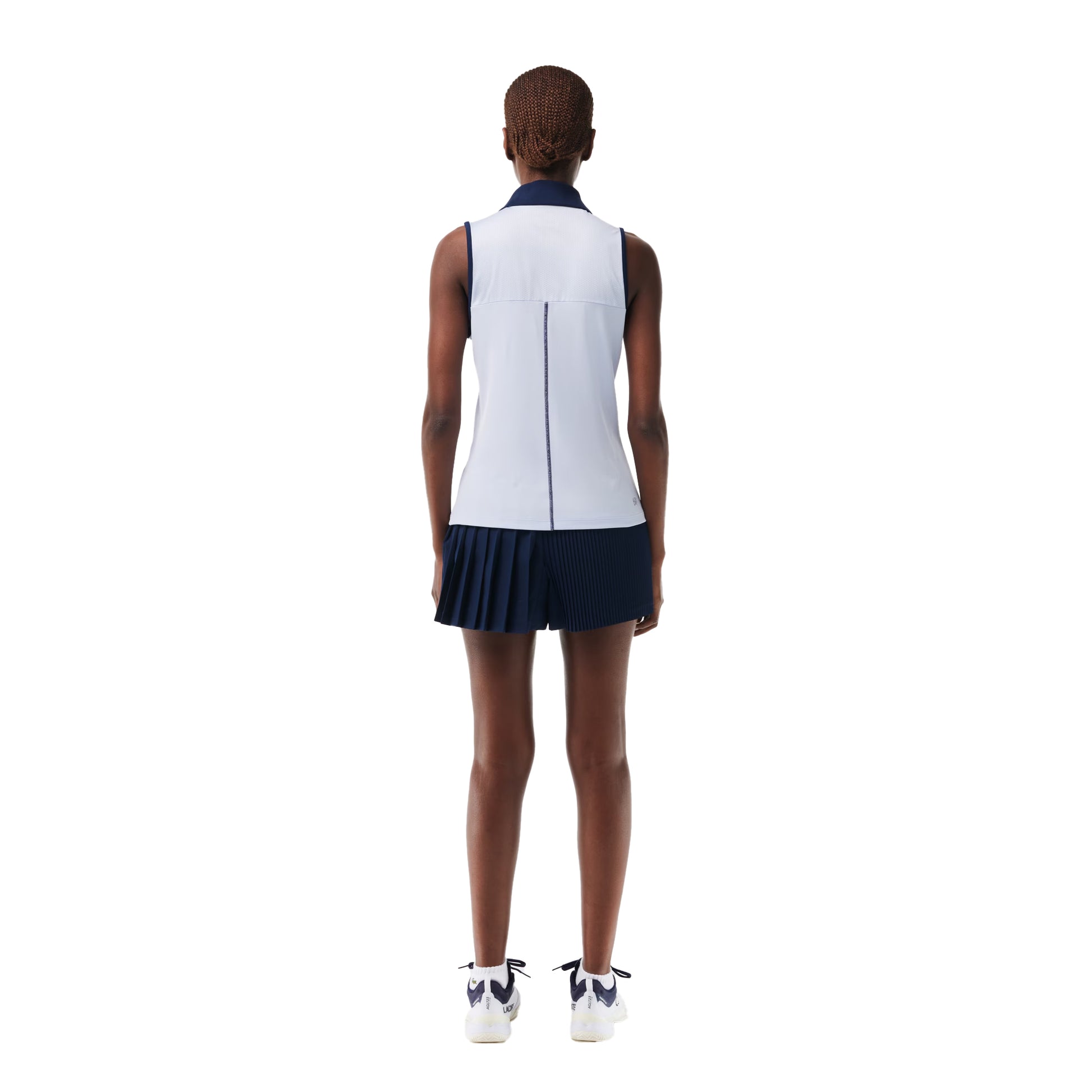 Blue - Back - Lacoste Womens-Ladies Lined Pleated Tennis Shorts