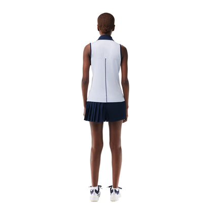Blue - Back - Lacoste Womens-Ladies Lined Pleated Tennis Shorts