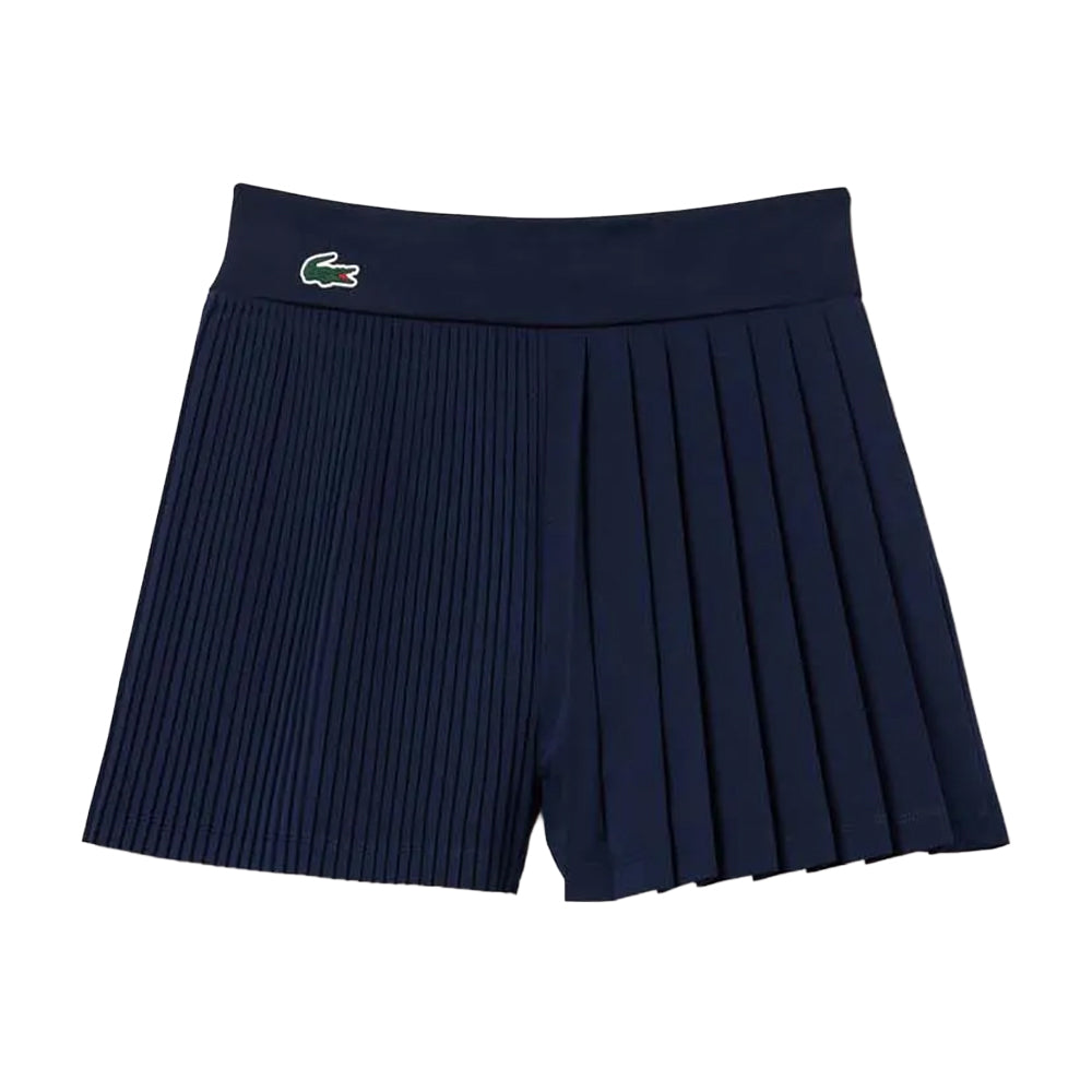 Blue - Front - Lacoste Womens-Ladies Lined Pleated Tennis Shorts