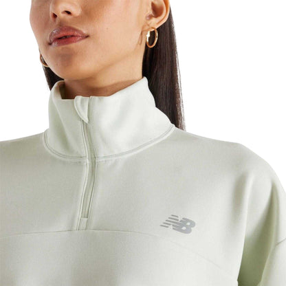 Mint - Lifestyle - New Balance Womens-Ladies Knitted Quarter Zip Oversized Sweatshirt