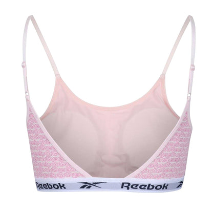 Pink - Back - Reebok Womens-Ladies Alta Repeat Logo Crop Top
