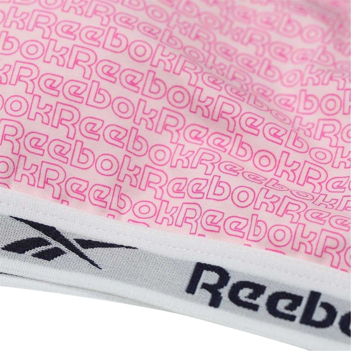 Pink - Side - Reebok Womens-Ladies Alta Repeat Logo Crop Top