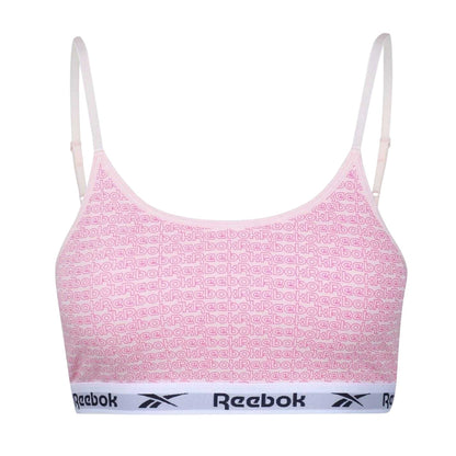 Pink - Front - Reebok Womens-Ladies Alta Repeat Logo Crop Top