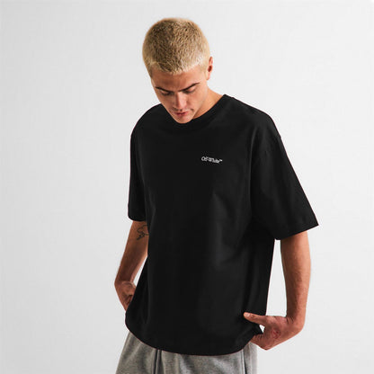 Black - Side - Off White Mens Chain Print T-Shirt