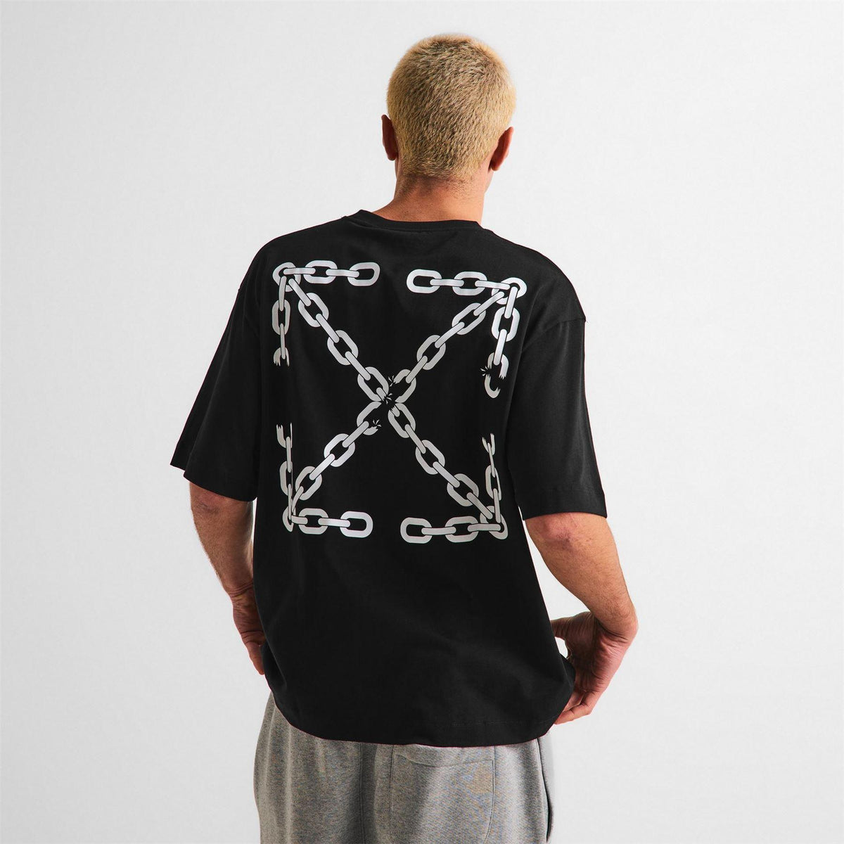 Black - Lifestyle - Off White Mens Chain Print T-Shirt