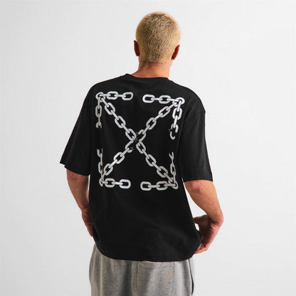 Black - Lifestyle - Off White Mens Chain Print T-Shirt
