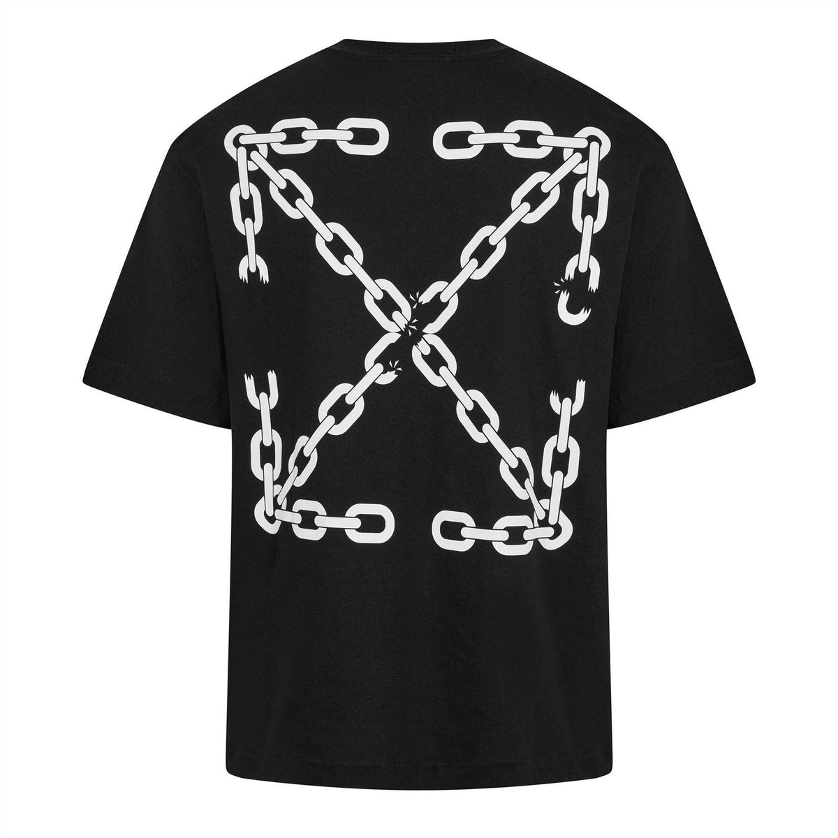 Black - Close up - Off White Mens Chain Print T-Shirt