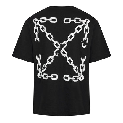 Black - Close up - Off White Mens Chain Print T-Shirt