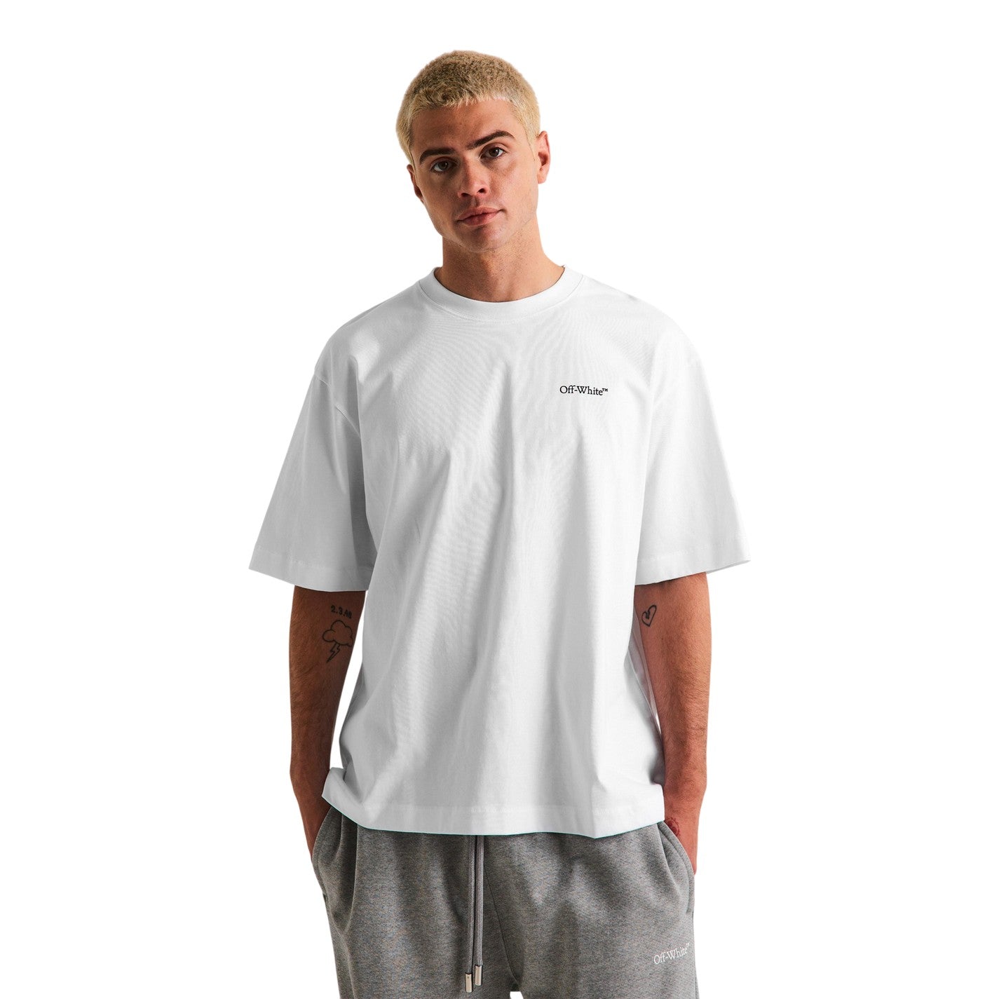 White - Side - Off White Mens Chain Print T-Shirt