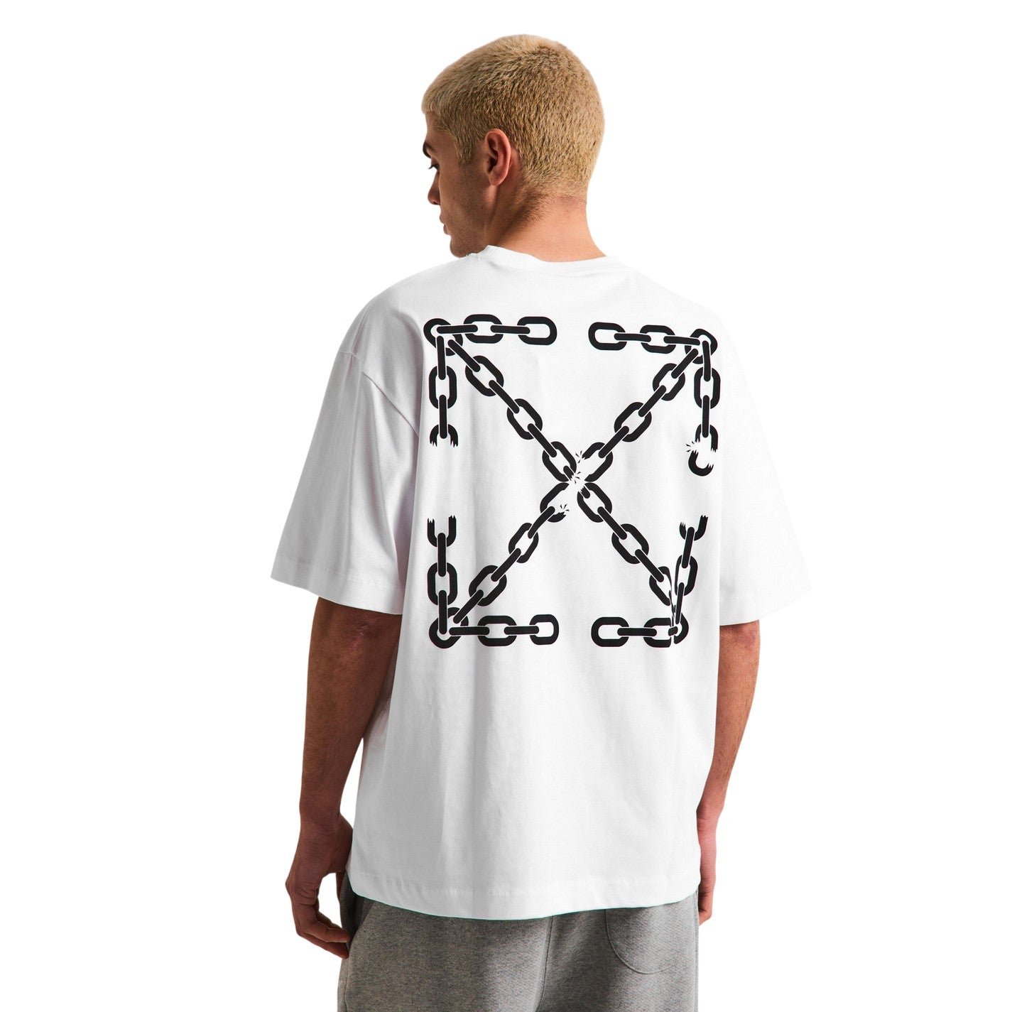 White - Lifestyle - Off White Mens Chain Print T-Shirt