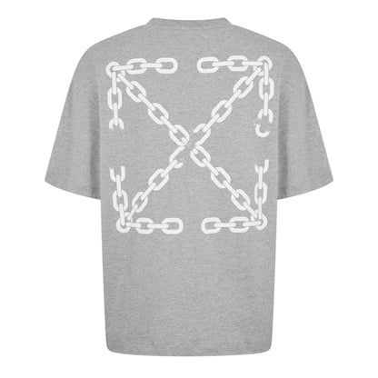 Light Grey - Back - Off White Mens Chain Print T-Shirt