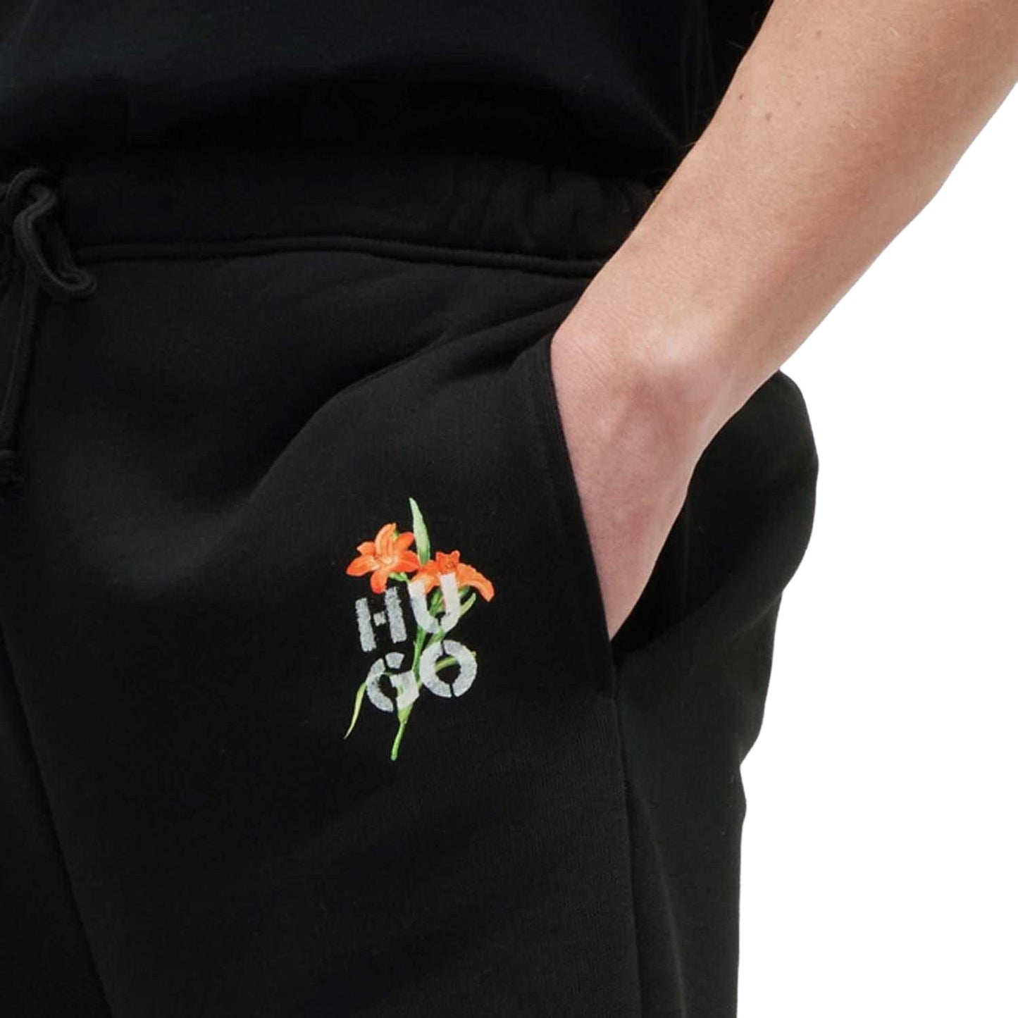 Black - Lifestyle - Hugo Boss Mens Diflowos Cotton Blend Floral Relaxed Fit Shorts