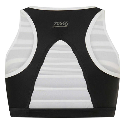 Black - Back - Zoggs Womens-Ladies Stripe Crop Top