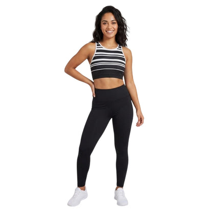 Black - Side - Zoggs Womens-Ladies Stripe Crop Top