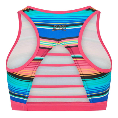 Multicoloured - Back - Zoggs Womens-Ladies Stripe Crop Top