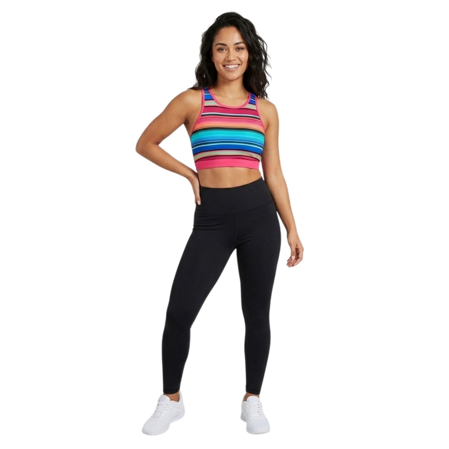 Multicoloured - Side - Zoggs Womens-Ladies Stripe Crop Top
