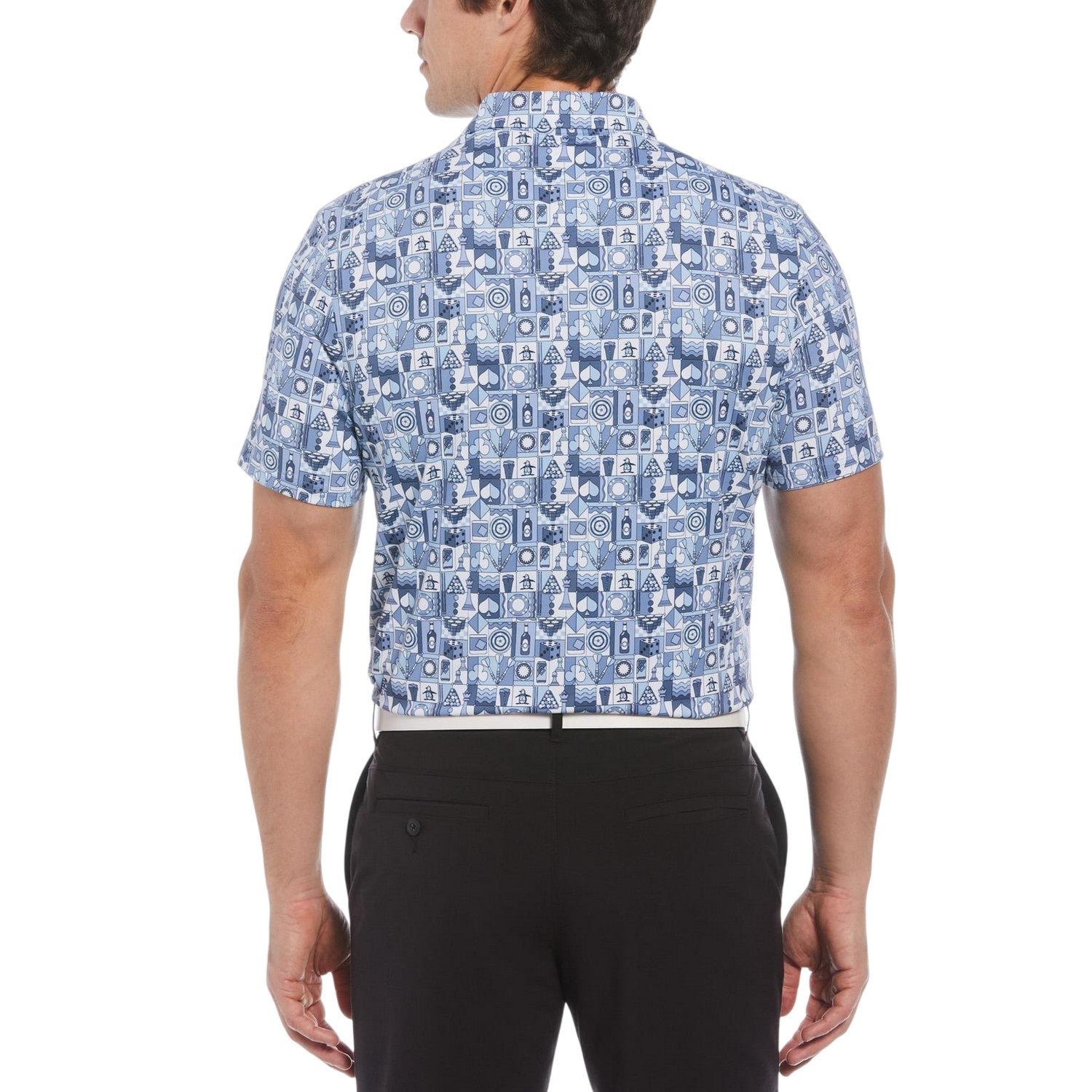 Black Iris - Back - Original Penguin Mens Novelty Short-Sleeved Golf Shirt