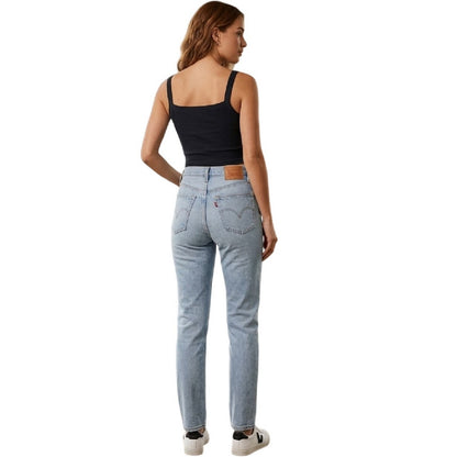 Black - Back - Levis Womens-Ladies Chest Logo Ribbed Vest Top