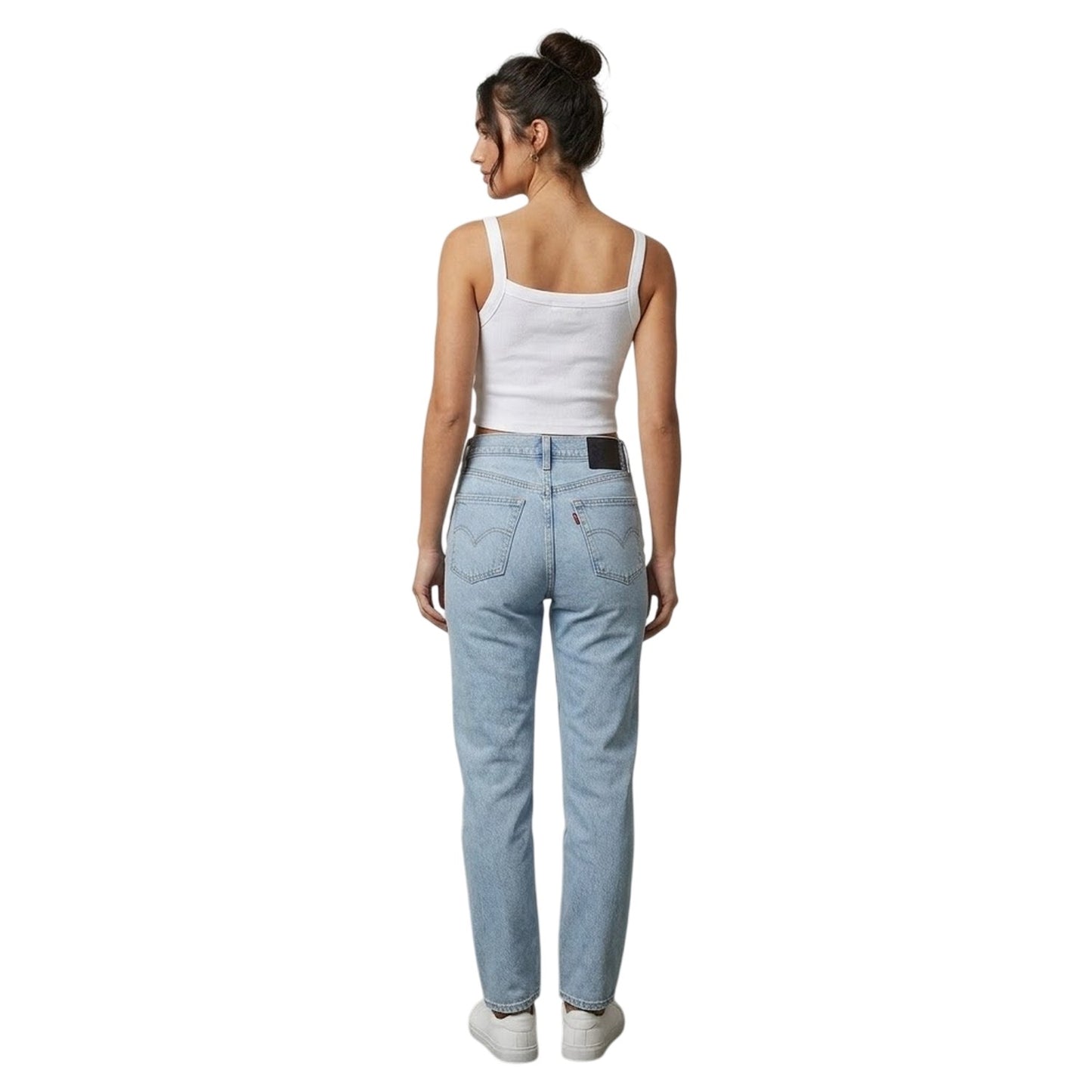 White - Back - Levis Womens-Ladies Chest Logo Ribbed Vest Top