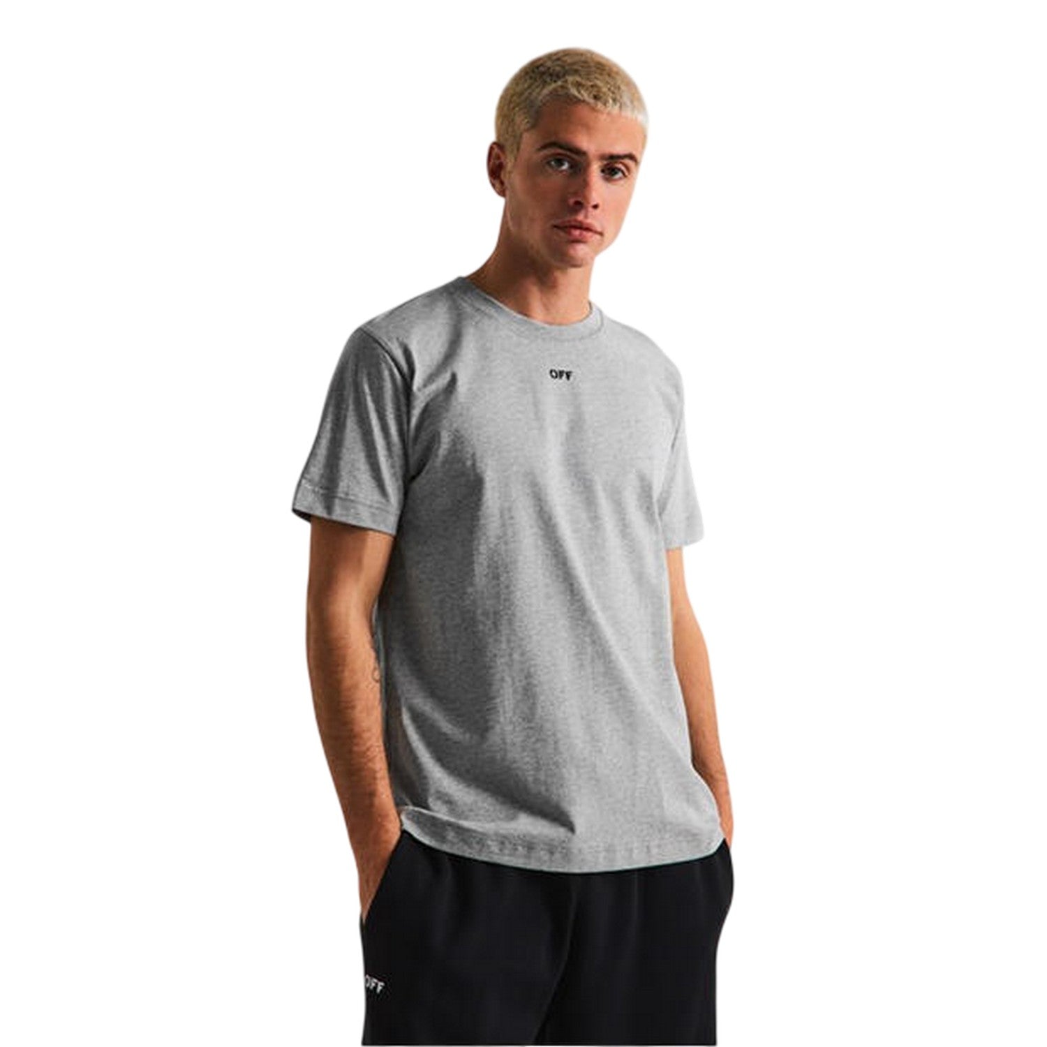 Light Grey - Side - Off White Mens Off Logo Short-Sleeved T-Shirt