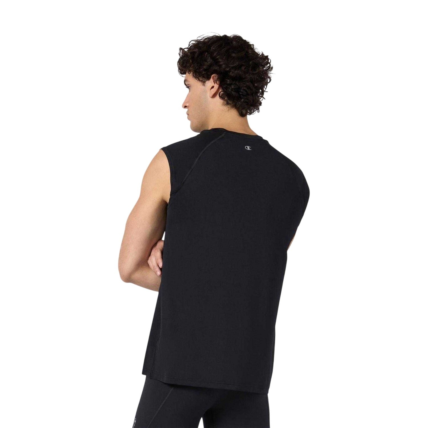 Black - Back - Champion Mens Chest Logo Sleeveless Top