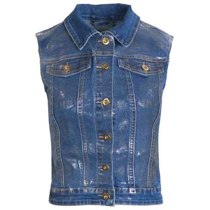Blue - Front - AmyLynn Womens-Ladies Denim Sleeveless Vest Top