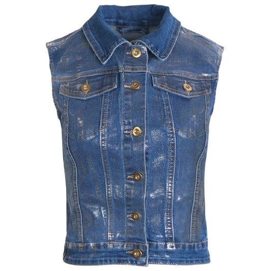 Blue - Front - AmyLynn Womens-Ladies Denim Sleeveless Vest Top