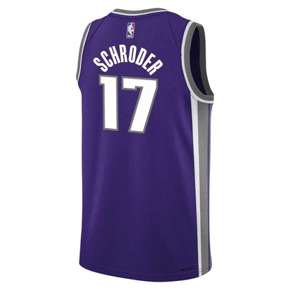 Purple - Back - Sacramento Kings Childrens-Kids Schroder #17 Basketball Jersey