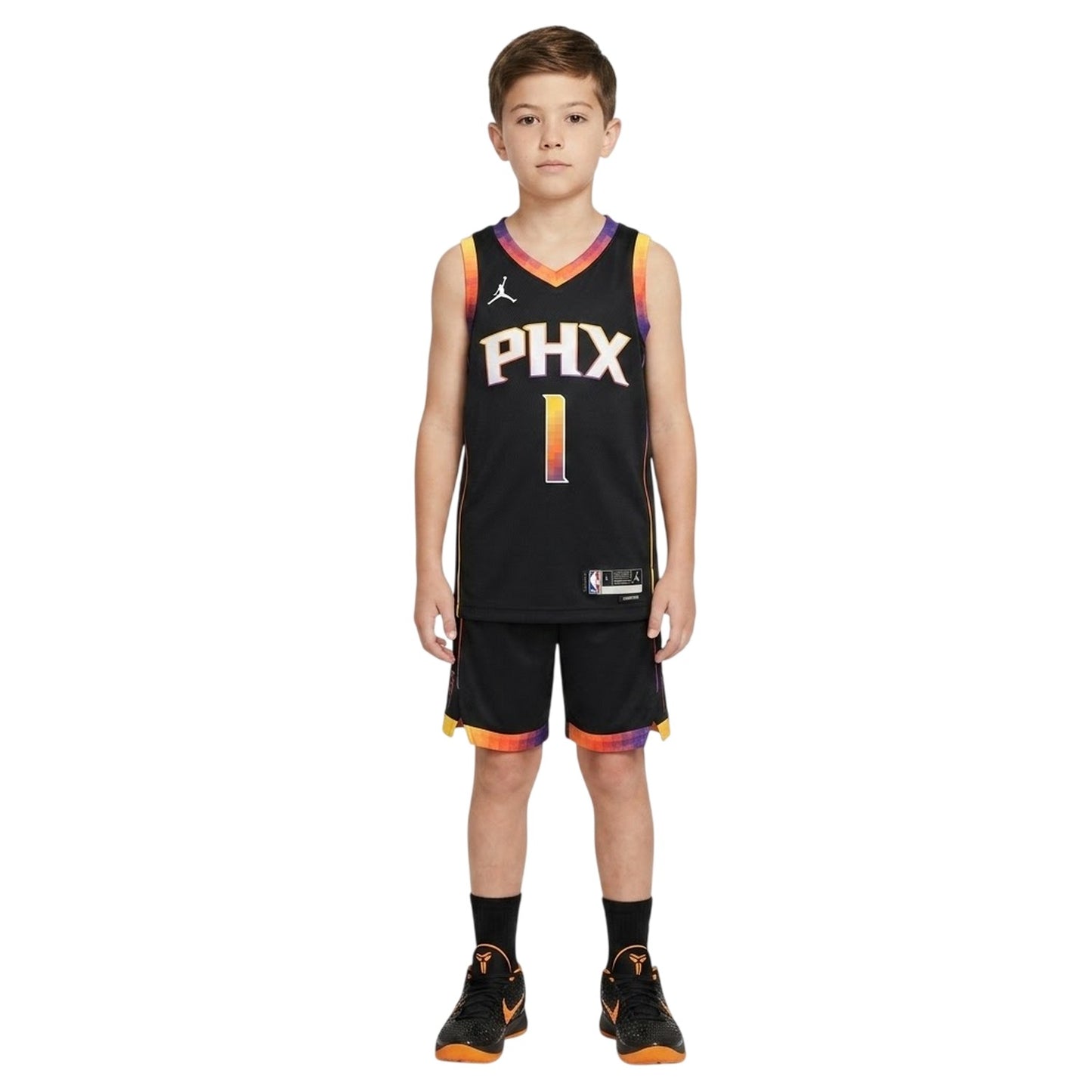 Black - Side - Phoenix Suns Childrens-Kids Devin Booker #1 Basketball Jersey