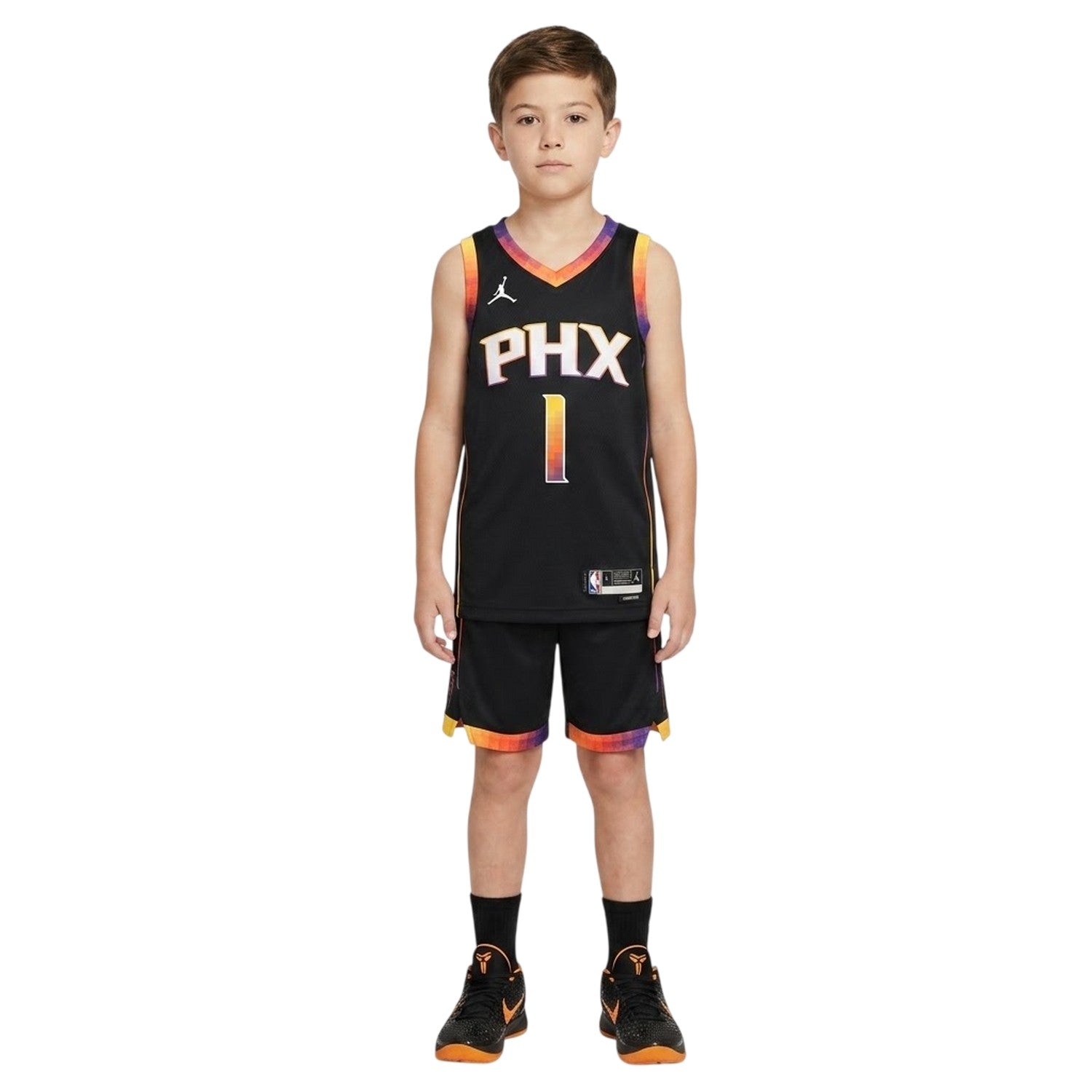 Black - Side - Phoenix Suns Childrens-Kids Devin Booker #1 Basketball Jersey