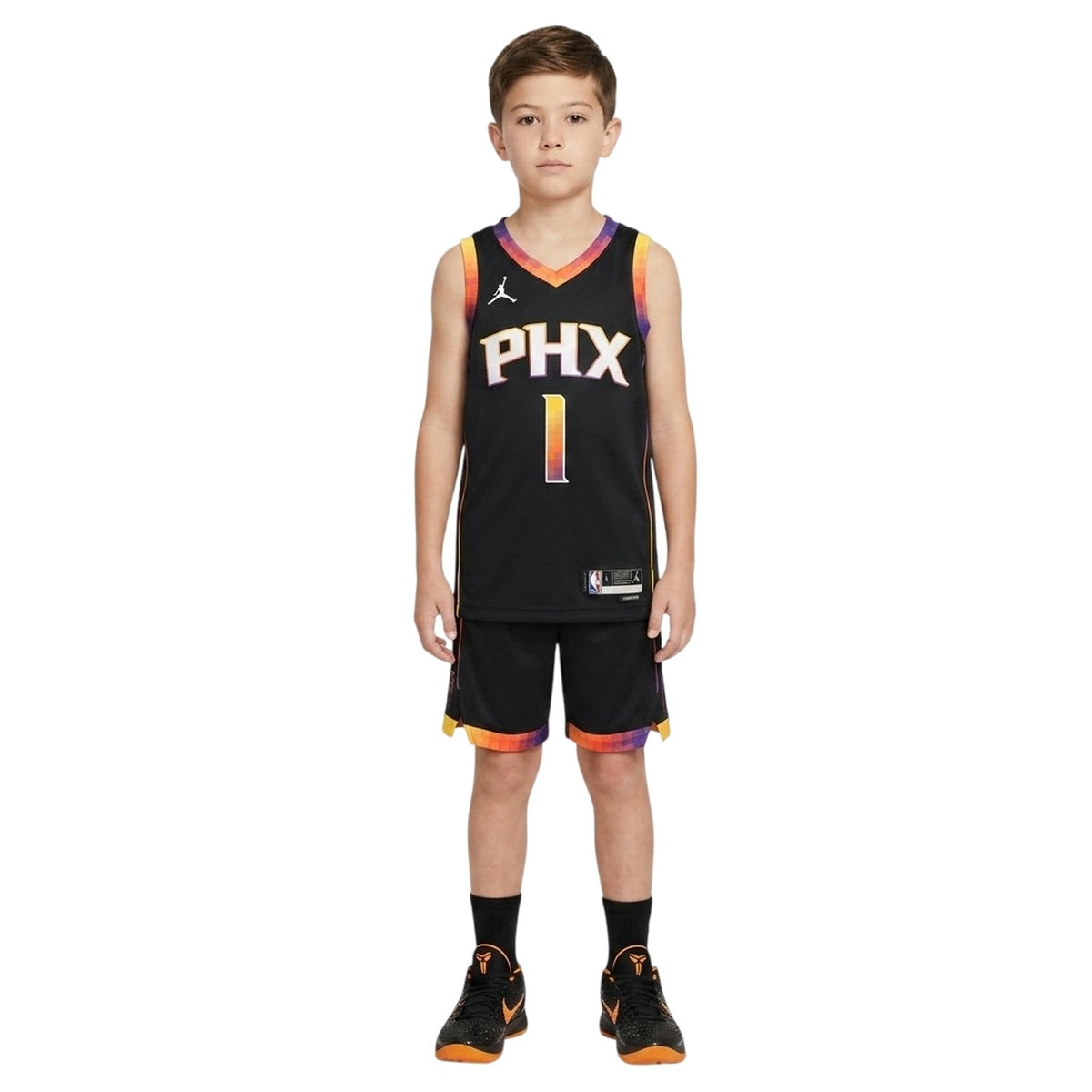 Black - Side - Phoenix Suns Childrens-Kids Devin Booker #1 Basketball Jersey