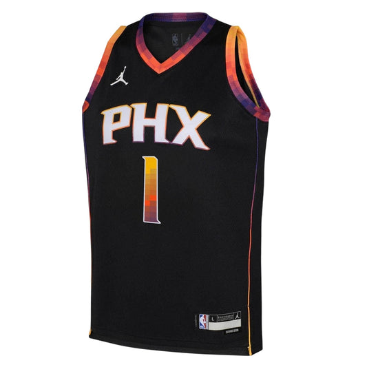 Black - Front - Phoenix Suns Childrens-Kids Devin Booker #1 Basketball Jersey