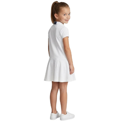 White - Back - Ralph Lauren Girls Collared Polo Shirt Dress