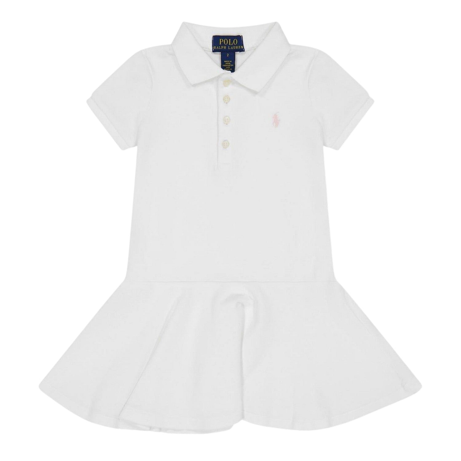 White - Front - Ralph Lauren Girls Collared Polo Shirt Dress