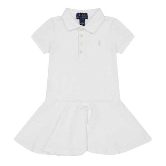 White - Front - Ralph Lauren Girls Collared Polo Shirt Dress