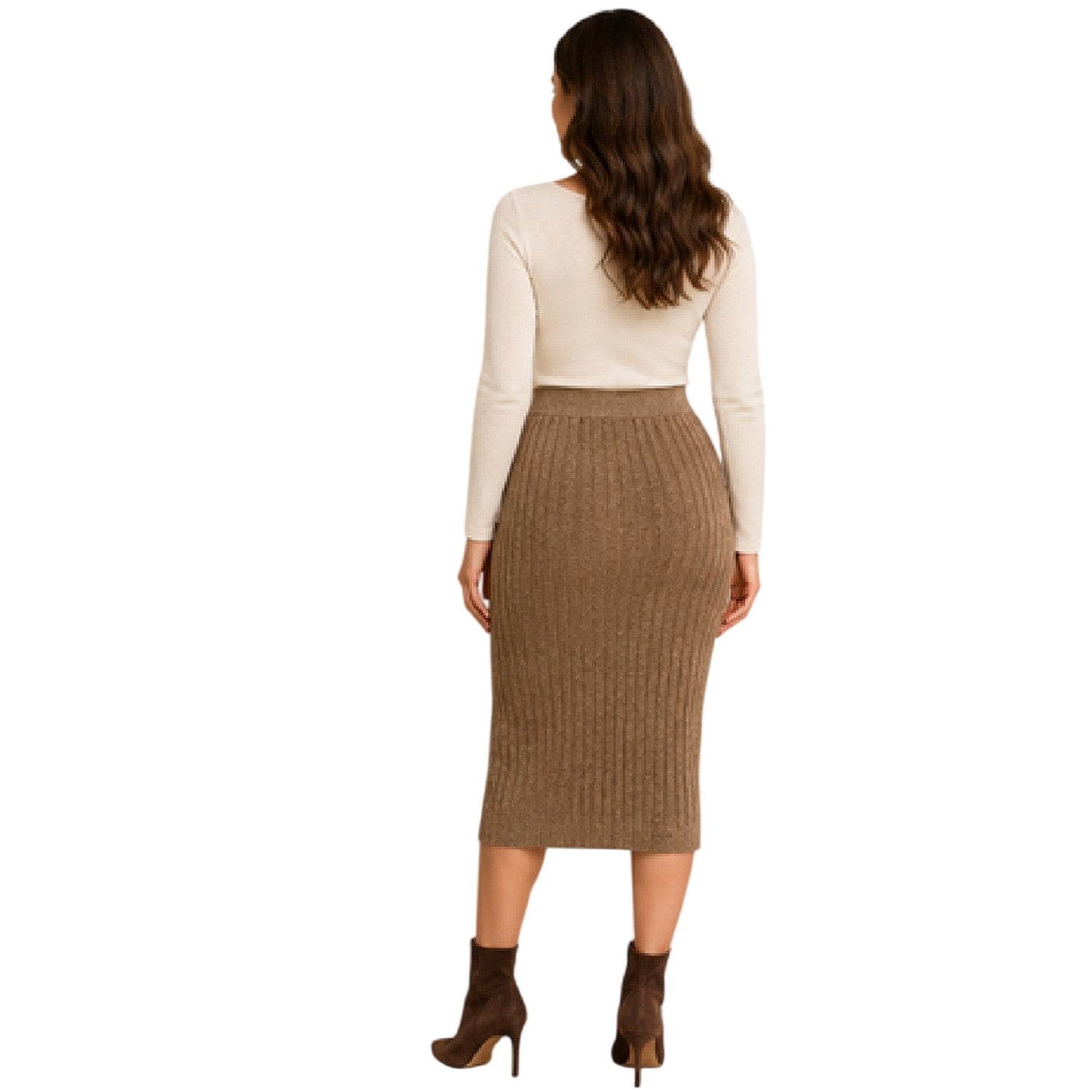 Fossil - Back - Pieces Womens-Ladies Cava Ribbed Pencil Skirt