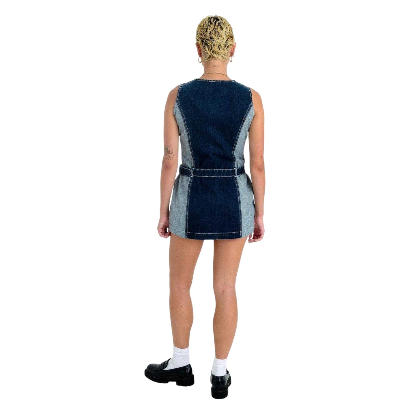 Indigo - Back - The Ragged Priest Womens-Ladies Denim Belted Mini Dress