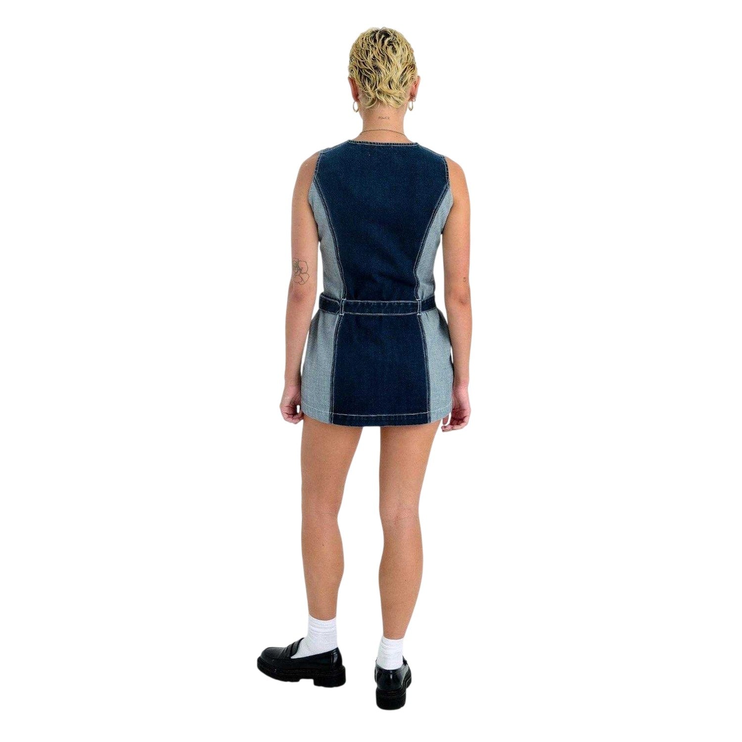Indigo - Back - The Ragged Priest Womens-Ladies Denim Belted Mini Dress