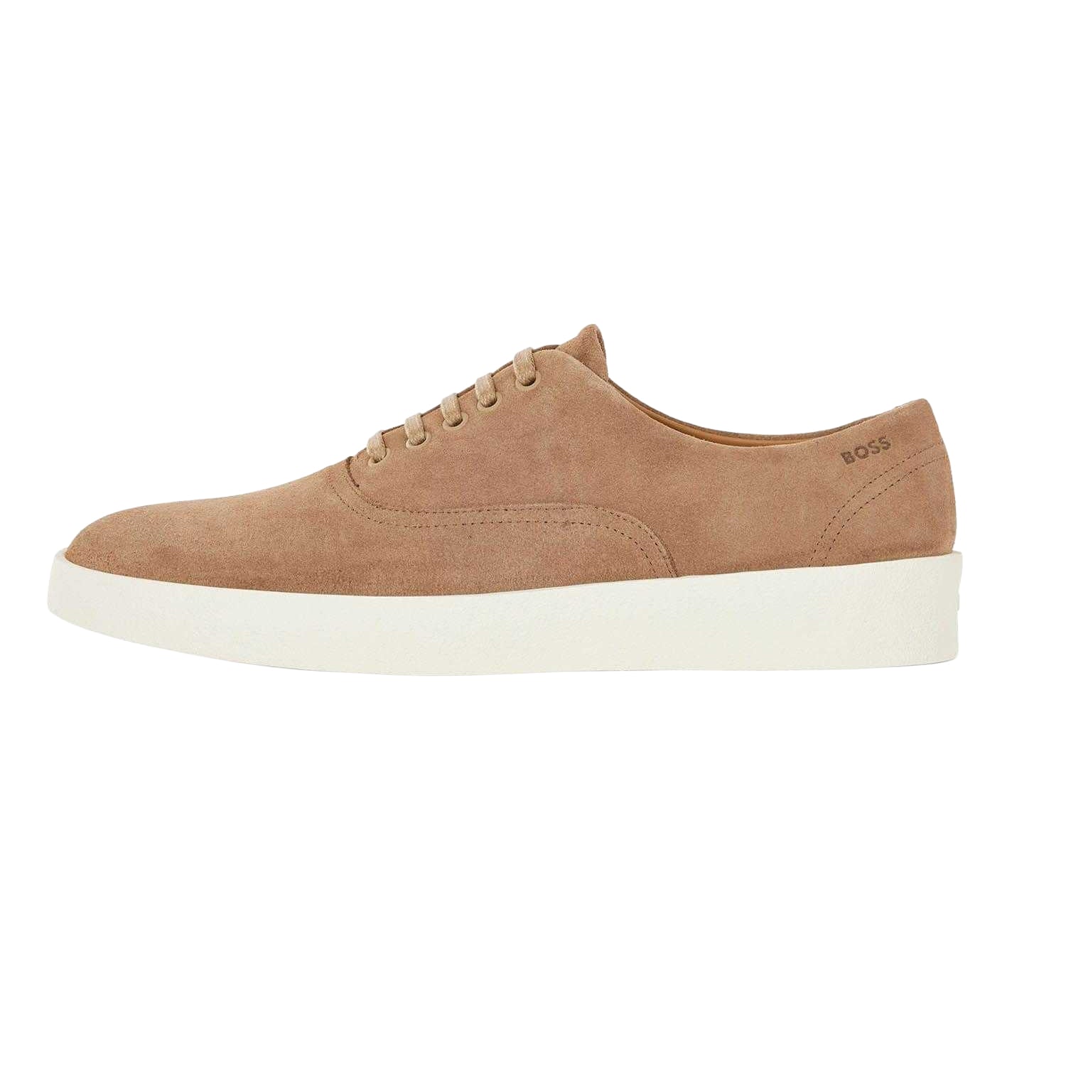 Beige - Back - Boss Mens Clay Suede Tennis Trainers