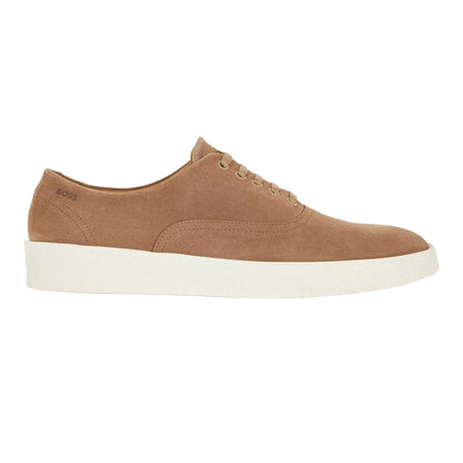 Beige - Side - Boss Mens Clay Suede Tennis Trainers